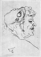 Alma in America (caricature by Dolbin)